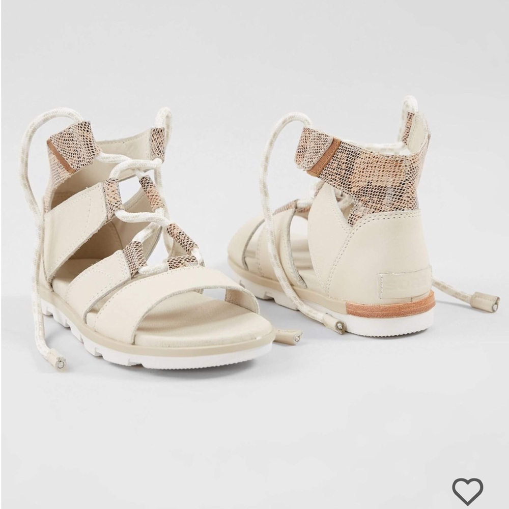 🆕 SOREL x Anthropologie cream leather sandals - Picture 2 of 8